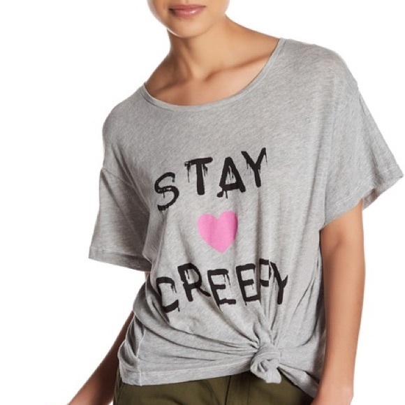 Wildfox Tops - Wildfox Stay Creepy Gray Manchester T-shirt Sz XS